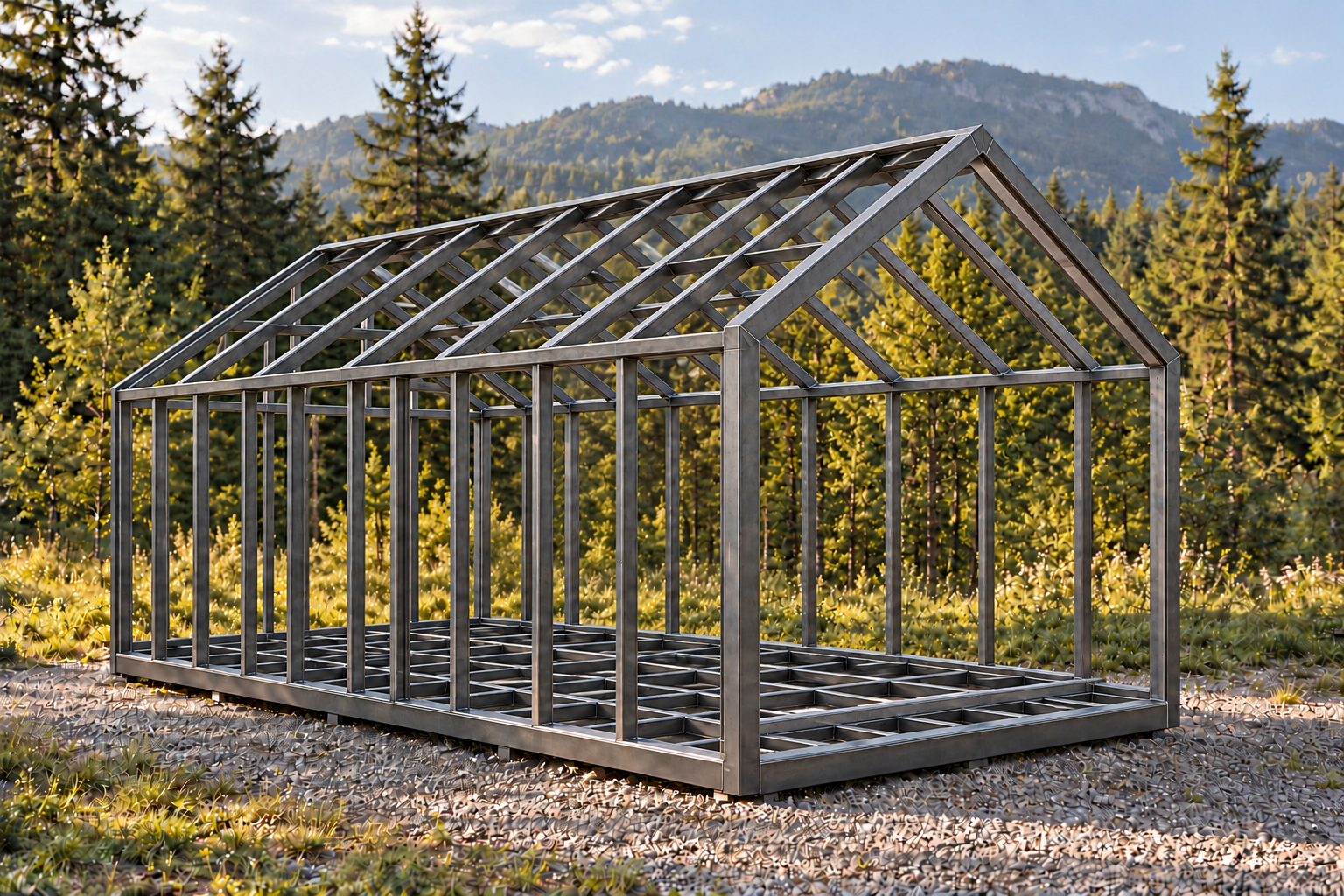 Structura metalică — randare ilustrativă